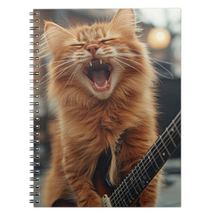 Rock N Roll Ingwer Gitarre Katze Rockstar Notizblock