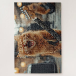 Rock N Roll Ingwer Gitarre Katze Rockstar Puzzle