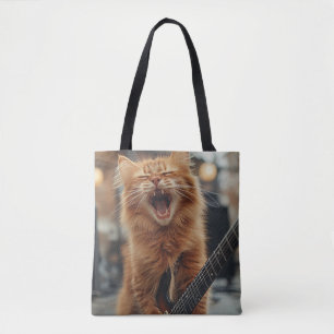 Rock N Roll Ingwer Gitarre Katze Rockstar Tasche