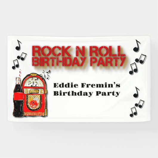 Rock n' Roll-Jukebox-Geburtstagsfeier  Banner (Horizontal)
