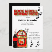 Rock n' Roll Jukebox Geburtstagsparty Einladung (Vorne/Hinten)