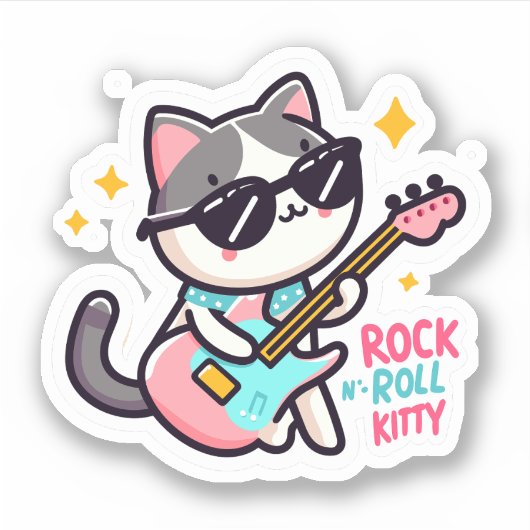 Rock 'n roll Katzen Aufkleber (Vorderseite)