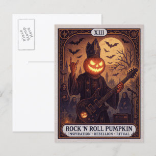 Rock 'N Roll Kürbis Halloween Postkarte