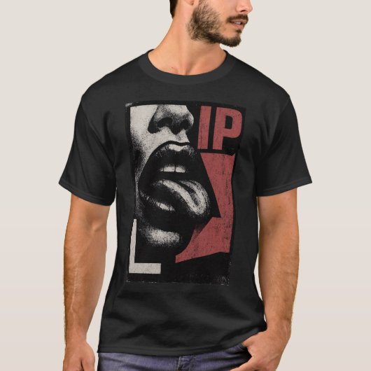 Rock N Roll Lips & Tongue Art T-Shirt (Vorderseite)