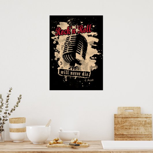 Rock-n-Roll-Mikrofon - rot Poster (Küche)