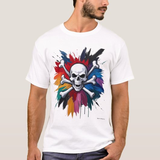 Rock 'n' Roll Mural Skull T-Shirt (Vorderseite)
