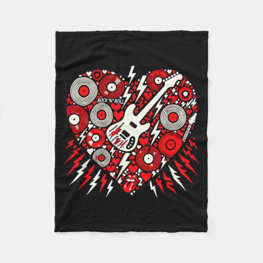 Rock N Roll Music Heart Valentine Rock Music Women Fleecedecke (Vorderseite)