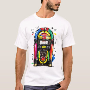 Rock N Roll Musikbox Farbige Retro-Kunst T-Shirt