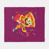 **Rock ’n’ Roll Pizza – Funny Guitar-Playing Slice Fleecedecke (Vorderseite (Horizontal))