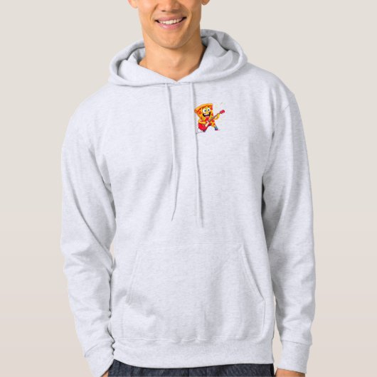 **Rock ’n’ Roll Pizza – Funny Guitar-Playing Slice Hoodie (Vorderseite)