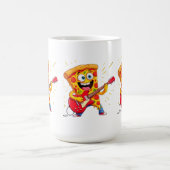 **Rock ’n’ Roll Pizza – Funny Guitar-Playing Slice Kaffeetasse (Mittel)