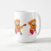**Rock ’n’ Roll Pizza – Funny Guitar-Playing Slice Kaffeetasse (VorderseiteRechts)