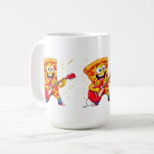 **Rock ’n’ Roll Pizza – Funny Guitar-Playing Slice Kaffeetasse (Vorderseite Links)
