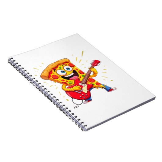 **Rock ’n’ Roll Pizza – Funny Guitar-Playing Slice Notizblock (Rechte Seite)