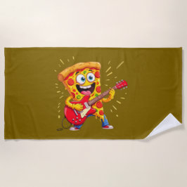 **Rock ’n’ Roll Pizza – Funny Guitar-Playing Slice Strandtuch