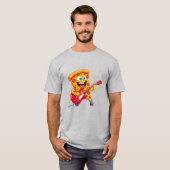 **Rock ’n’ Roll Pizza – Funny Guitar-Playing Slice T-Shirt (Vorne ganz)