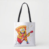**Rock ’n’ Roll Pizza – Funny Guitar-Playing Slice Tasche (Vorderseite)