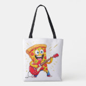 **Rock ’n’ Roll Pizza – Funny Guitar-Playing Slice Tasche (Rückseite)