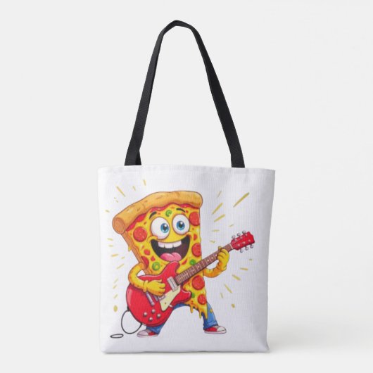 **Rock ’n’ Roll Pizza – Funny Guitar-Playing Slice Tasche (Rückseite)
