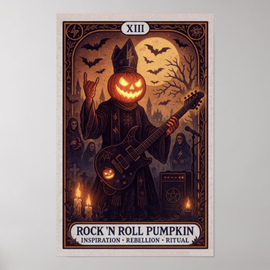 Rock ’N Roll Pumpkin Poster - Gothic Tarot Card (Vorne)