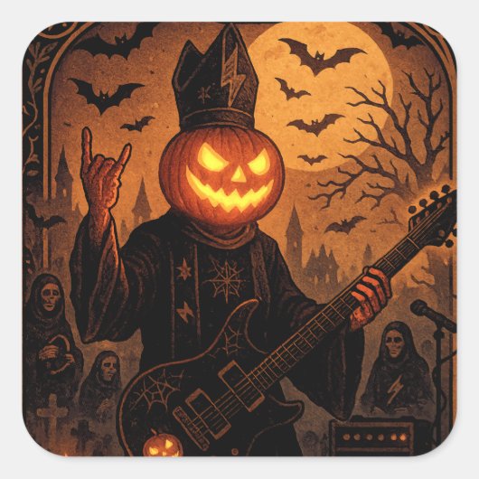 Rock ’N Roll Pumpkin Sticker - Gothic Tarot Card (Vorderseite)