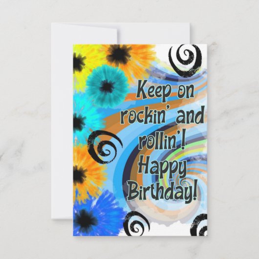 Rock 'N Roll Retro, Psychedelic Birthday Card Dankeskarte (Vorderseite)
