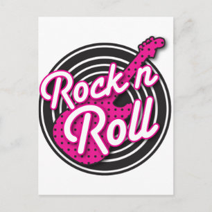 Rock N Roll Rockabilly-Schallplattendesign Postkarte