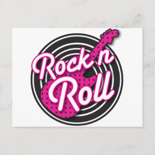 Rock N Roll Rockabilly-Schallplattendesign Postkarte