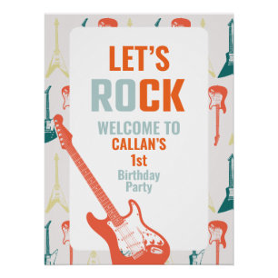 Rock n Roll Rockstar 1. Geburtstags-Willkommen  Poster