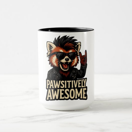Rock-n-Roll Roter Panda Pawsitiv Großartig Tasse (Zentrum)