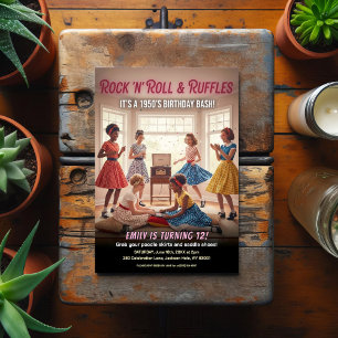 Rock 'n' Roll Ruffles 1950er Geburtstagsfeier Postkarte