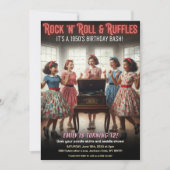Rock 'n' Roll Ruffles 1950s Birthday Party Einladung (Vorderseite)