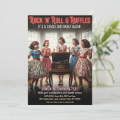 Rock 'n' Roll Ruffles 1950s Birthday Party Einladung (Stehend Vorderseite)