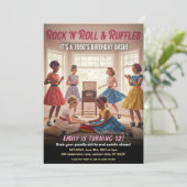 Rock 'n' Roll Ruffles 1950s Birthday Party Einladung (Stehend Vorderseite)