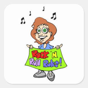ROCK 'N ROLL RULES QUADRATISCHER AUFKLEBER