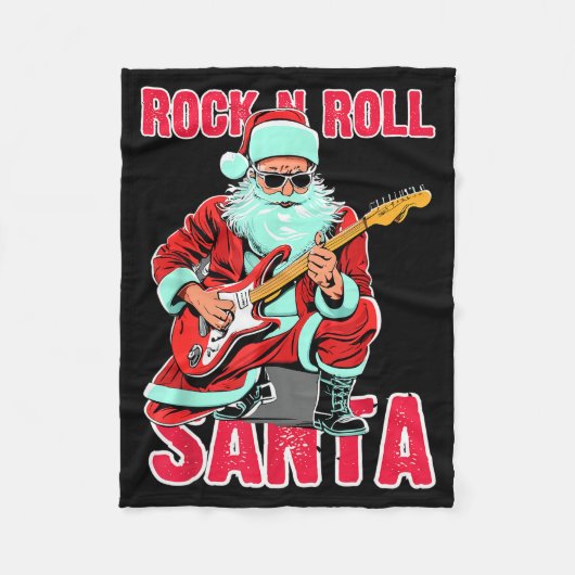 Rock N Roll Santa Playing Guitar Christmas Fleecedecke (Vorderseite)