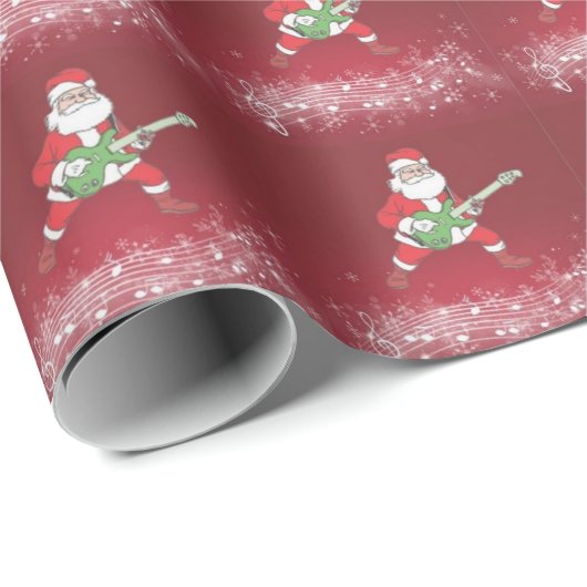 Rock N' Roll Santa Wrapping Paper Geschenkpapier (Rolleneckpunkt)