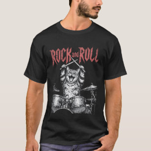 Rock N Roll Schlagzeuger Katze Retro Schlagzeug sp T-Shirt