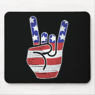 Rock N Roll-Shirt USA-Flagge Hörner Zeichen Retro- Mousepad