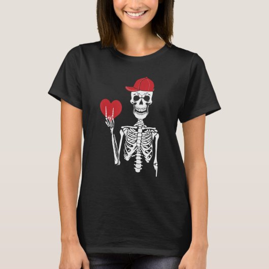 Rock N Roll Skeleton Hands Heart Valentines Day Sk T-Shirt (Vorderseite)