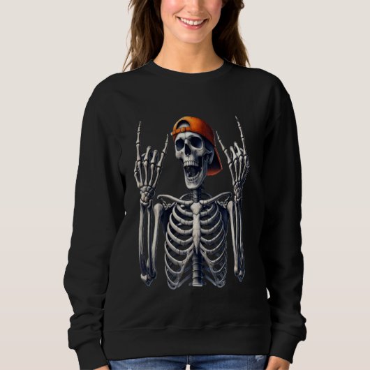 Rock 'n' Roll Skelett Sweatshirt (Vorderseite)