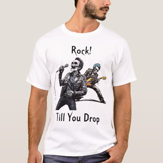 Rock 'n' Roll Skeletts T-Shirt (Vorderseite)