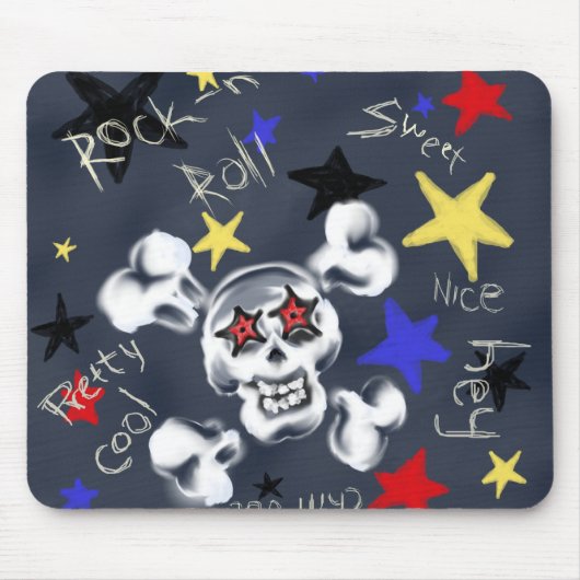 Rock-N-Roll Skull 1980er-Fahnensatz Mousepad (Vorne)