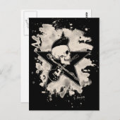 Rock-n-Roll Skull - bleached Postkarte (Vorne/Hinten)