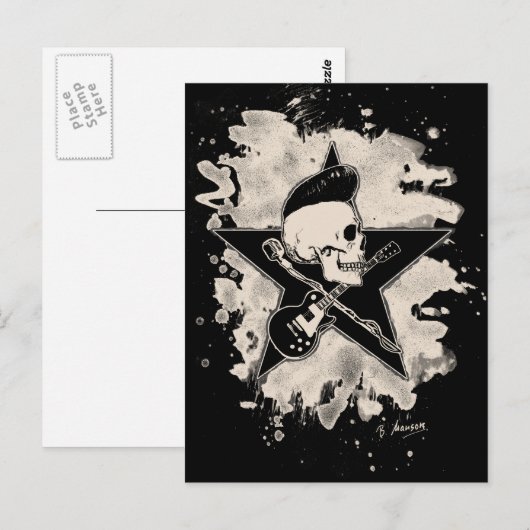 Rock-n-Roll Skull - bleached Postkarte (Vorne/Hinten)