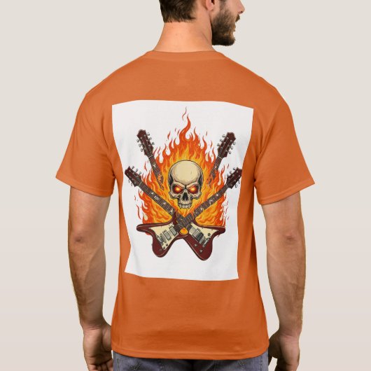 "Rock 'n' Roll Skull & Guitar T - Shirt - Symbol (Rückseite)