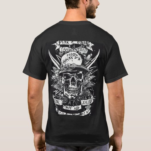 Rock 'n' Roll Skull und Crossbones Tattoo T - Shir T-Shirt (Rückseite)