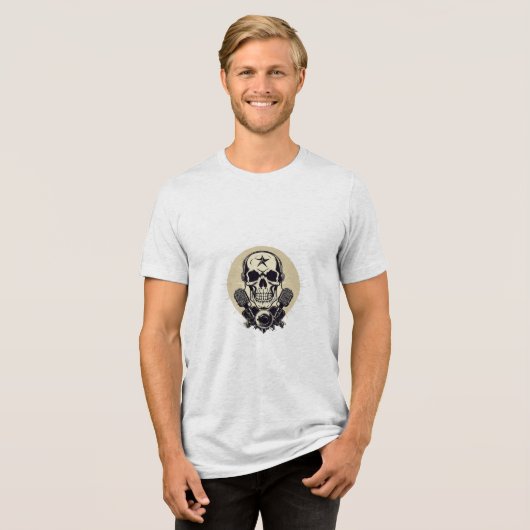 Rock 'n' Roll Skull und Mic Tri-Blend Shirt (Vorderseite voll)