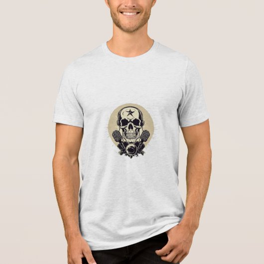 Rock 'n' Roll Skull und Mic Tri-Blend Shirt (Vorderseite)