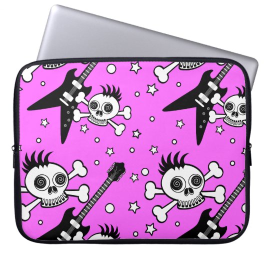 Rock n' Roll Skulls Laptopschutzhülle (Vorderseite)